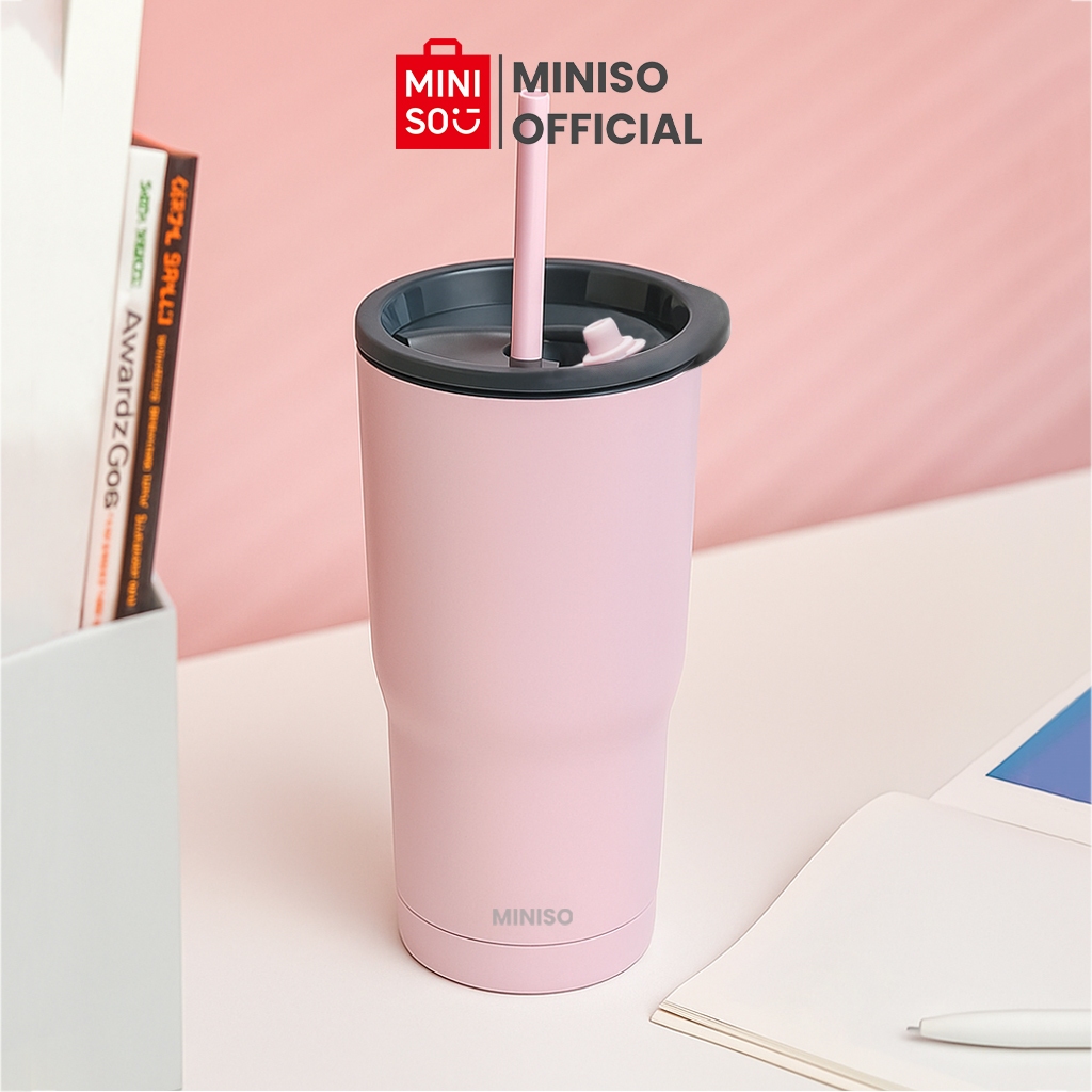 MINISO Tumbler Dopamine Series Botol Minum Stainless 600mL Dilengkapi  Sedotan Tahan Panas Dingin Bahan Aman BPA Free