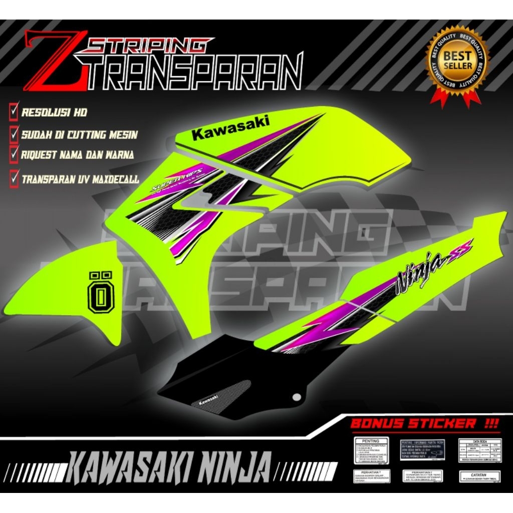 Jual Sticker striping ninja ss kuning hijau stabilo bahan transparan UV ...