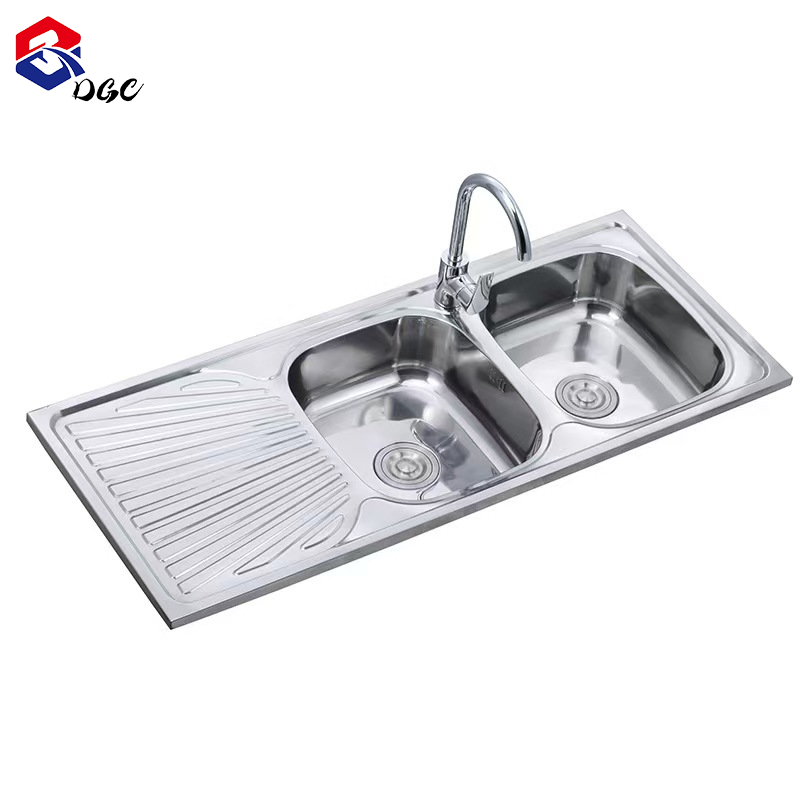 DGC Paket Bak Cuci Piring Kitchen Sink Stainless Wastafel 2 Lubang 120*50cm Wastafel Dapur Perak