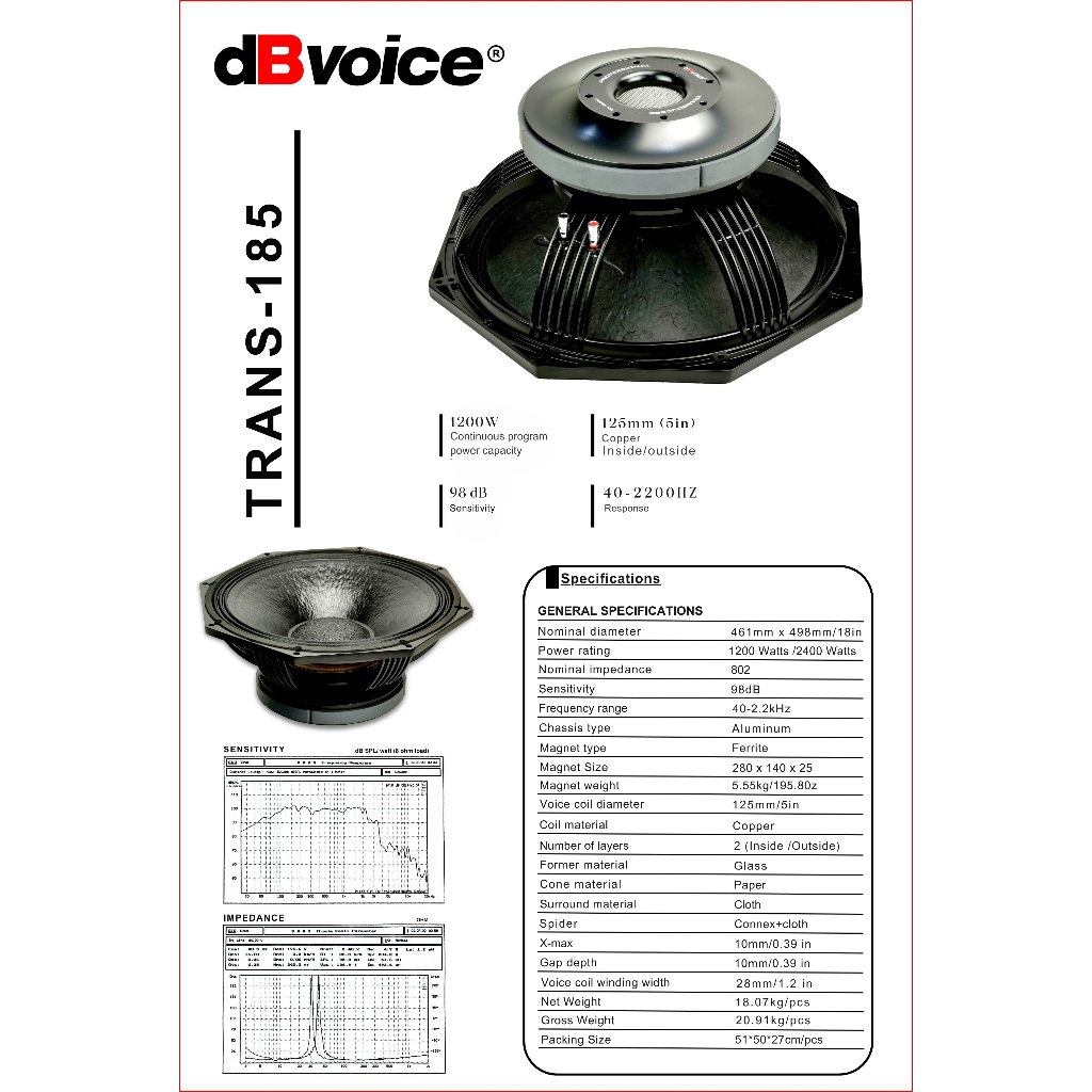 Jual Speaker 18inch dBvoice Trans-185 Transducer spesial Subwoofer ...