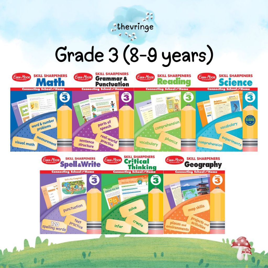 Jual [SET ISI 7 BUKU] Evan Moor Skill Sharpener Workbook Grade 3