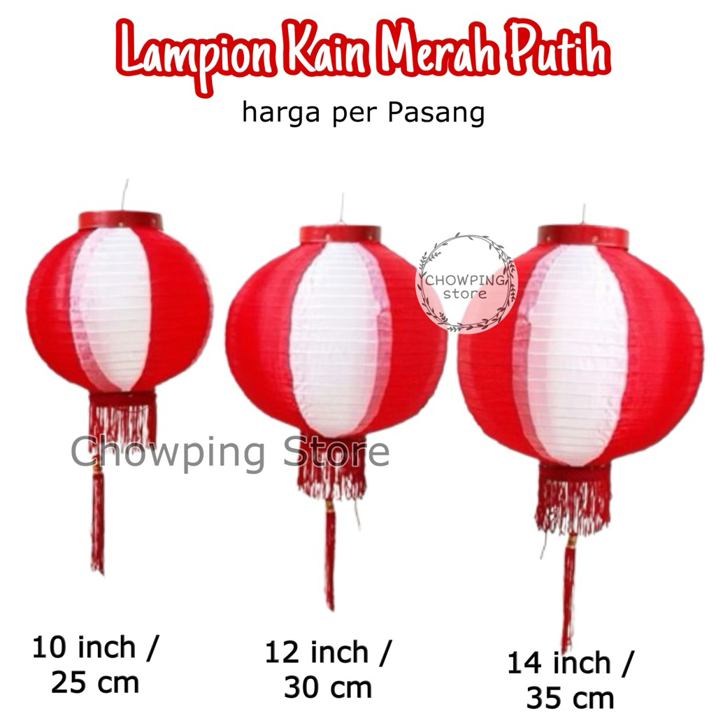 Jual Sepasang Lampion Rumbai Kain Merah Putih Dekorasi DIRGAHAYU HUT RI ...