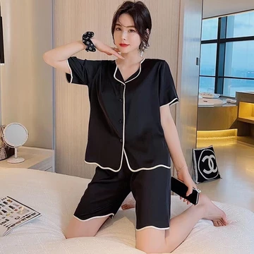TUTA PIYAMA 009 Baju Tidur Wanita Dewasa Model Kemeja Bahan Satin High Quality Sleepwear