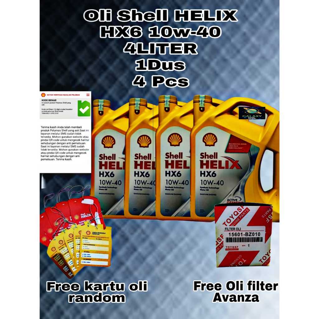 Jual OLI MOBIL SHELL HELIX HX6 10W-40,4 LITER 1Dus 4 Pcs Original Scan ...