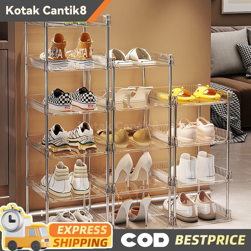 Jual rak sepatu 6 Susun Rak Sepatu 3-6 Tingkat Flat Transparan Shoe ...