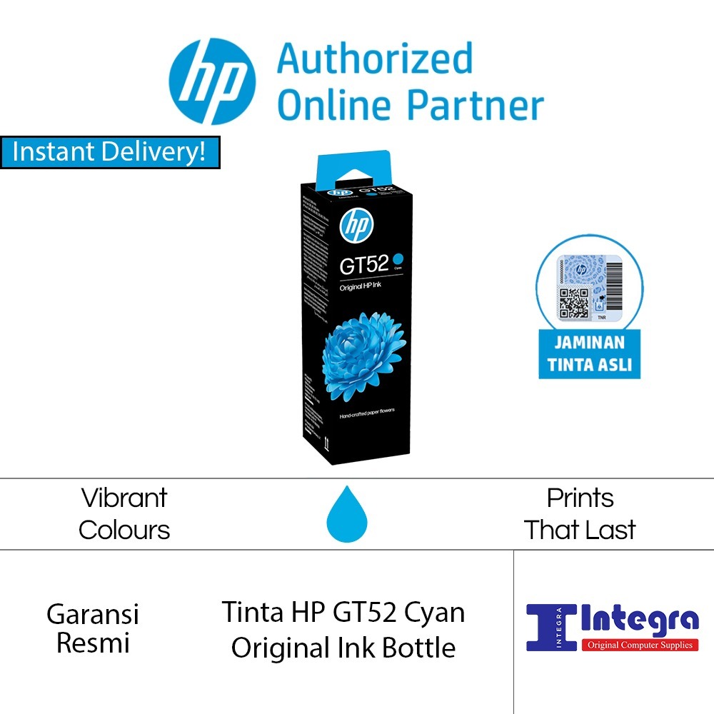 Jual Tinta HP GT 52 | GT52 Cyan Original Ink Bottle - M0H54AA for ...