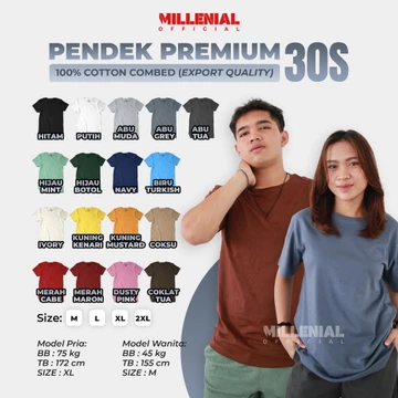 MILENIAL Kaos Polos Cotton Combed 30s Premium Lengan Pendek Kaos Reguler Unisex