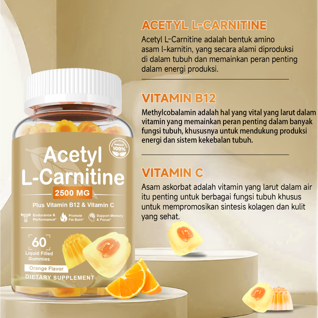 GN Acetyl L-Carnitine Gummies - 1000mg Per Serving, Mango Flavor, With  Ashwagandha & B Vitamins (60 Gummies) Mushroom Gummies