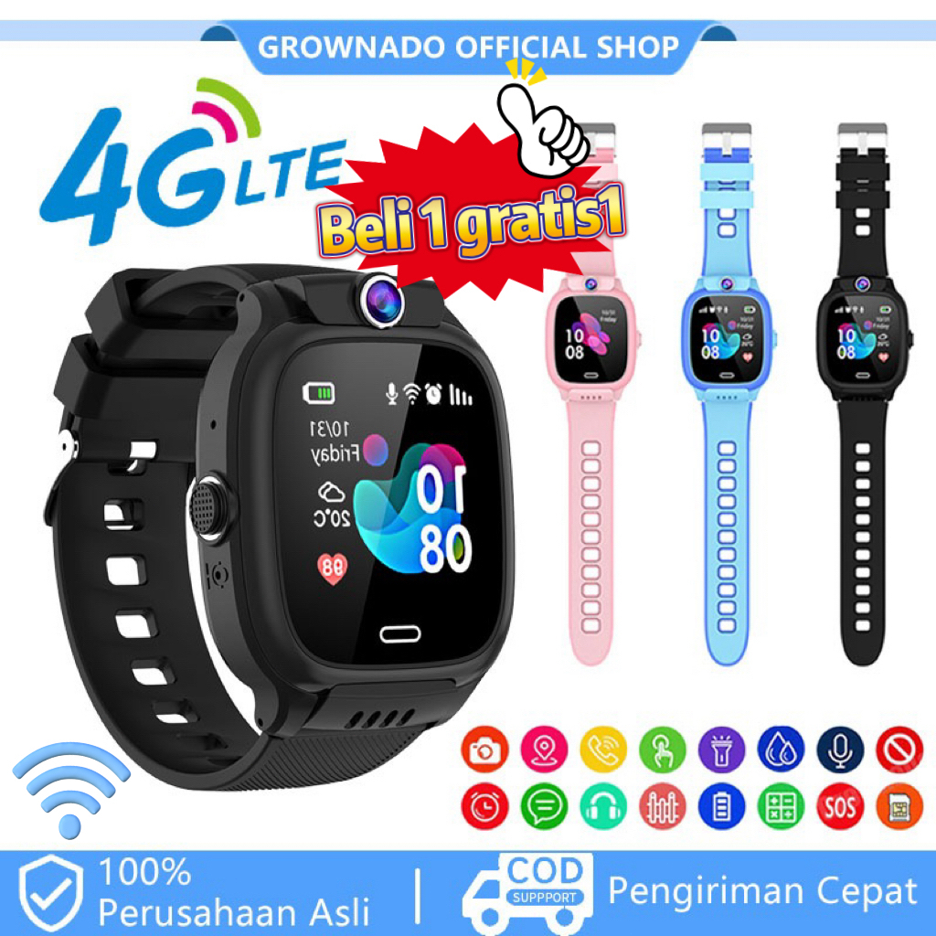 Grownado Y36 Anti Air Jam tangan anak 4G Video call telepon Y31 anak Gps  Digital Smartwatch anak Waterproof Kids Smart Watch- Rose'3C