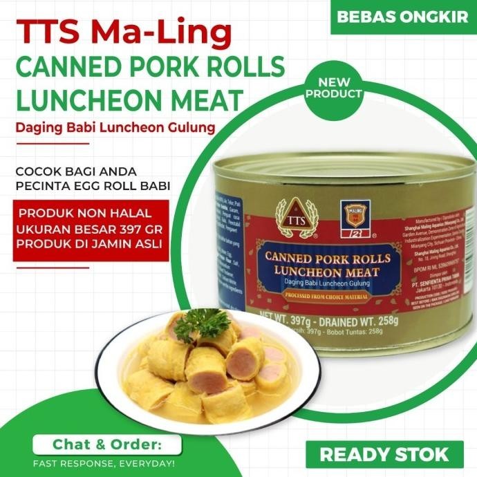 Jual TTS Canned Egg Rolls With Pork / Daging Ma Ling Ham Telur Gulung ...