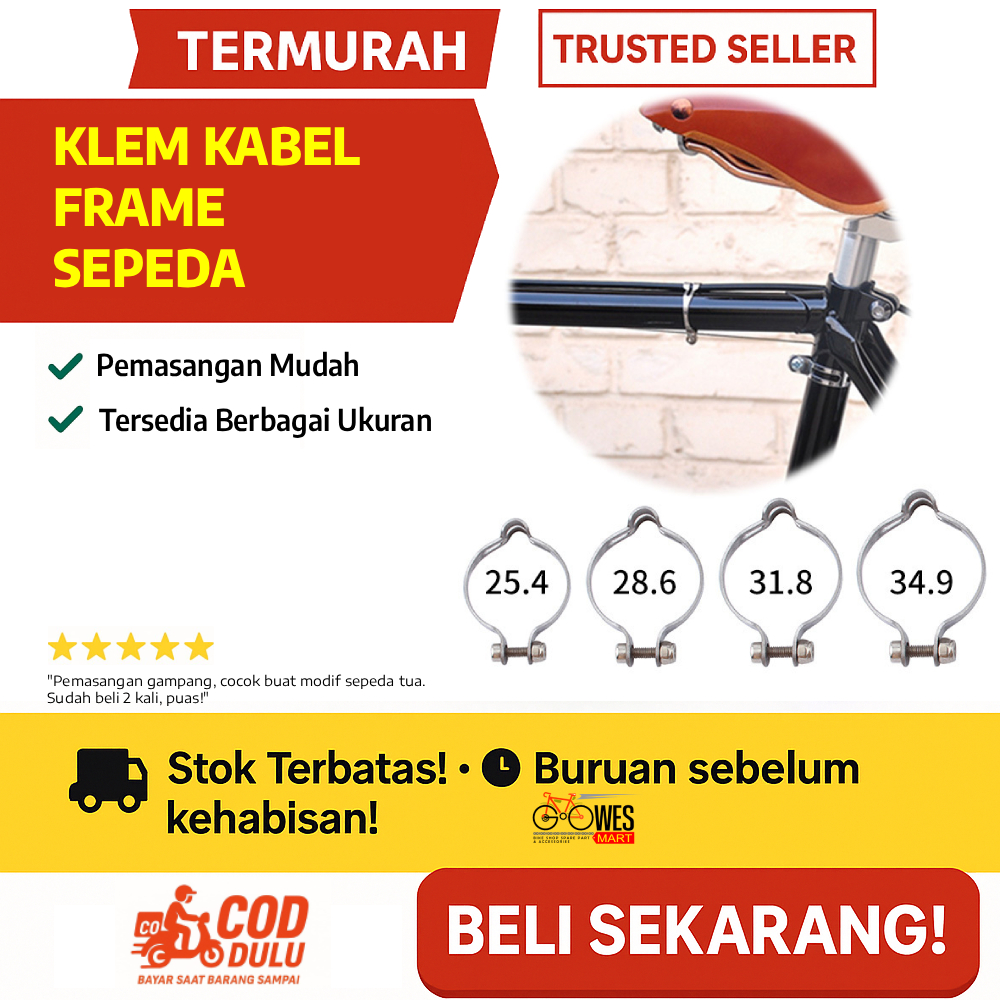 Jual Klem Kabel Frame Sepeda Baja – Aksesoris Kabel Shifting Silver ...