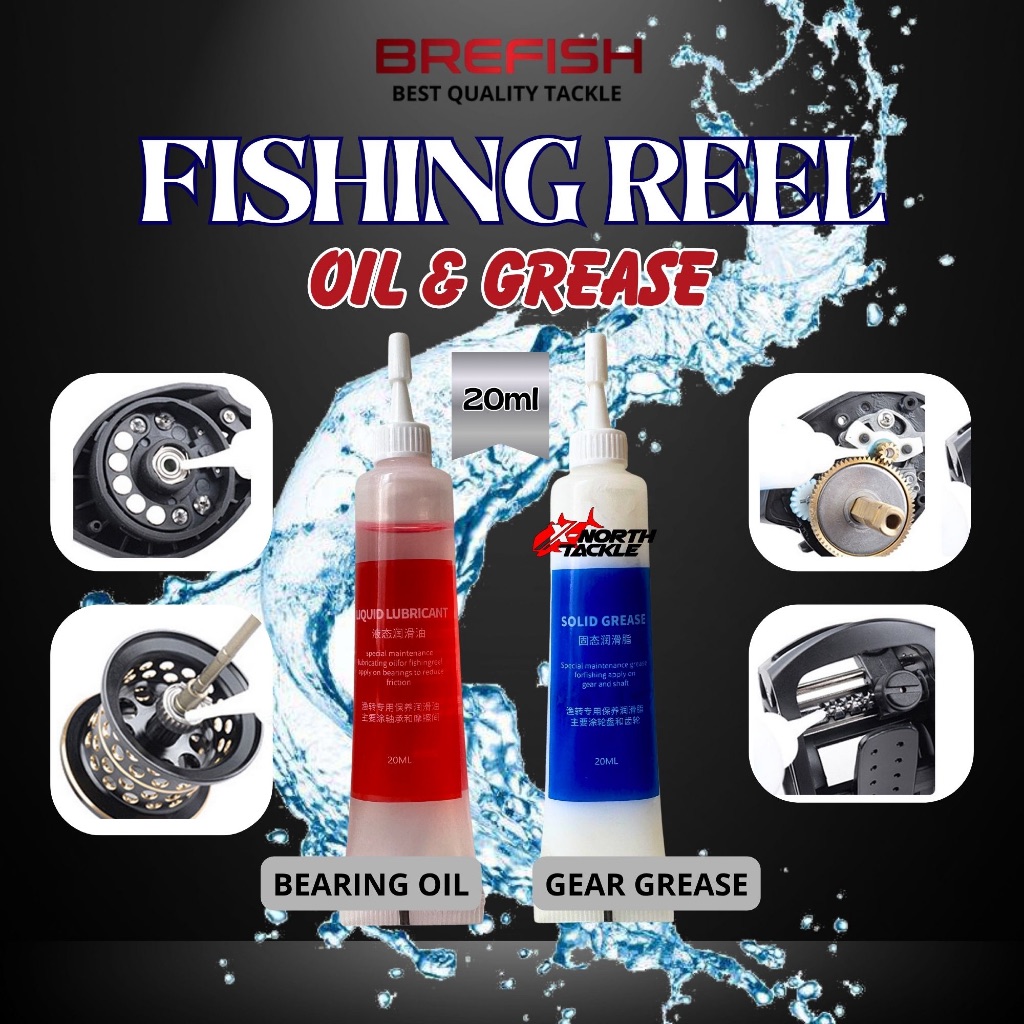 Jual BREFISH PELUMAS REEL PANCING REEL LUBE OIL DAN WHITE GREASE 20ML ...