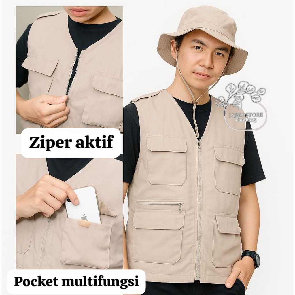 Jual Rompi Vest Pria Tactical Cargo Style Casual Bahan Ripstop Premium ...
