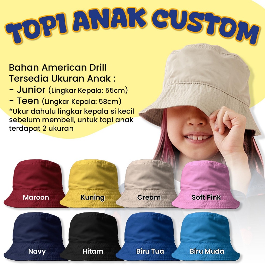 Jual [BERBAGAI VARIASI UKURAN] - Custom Topi Bucket Hat Tema KARTUN ...