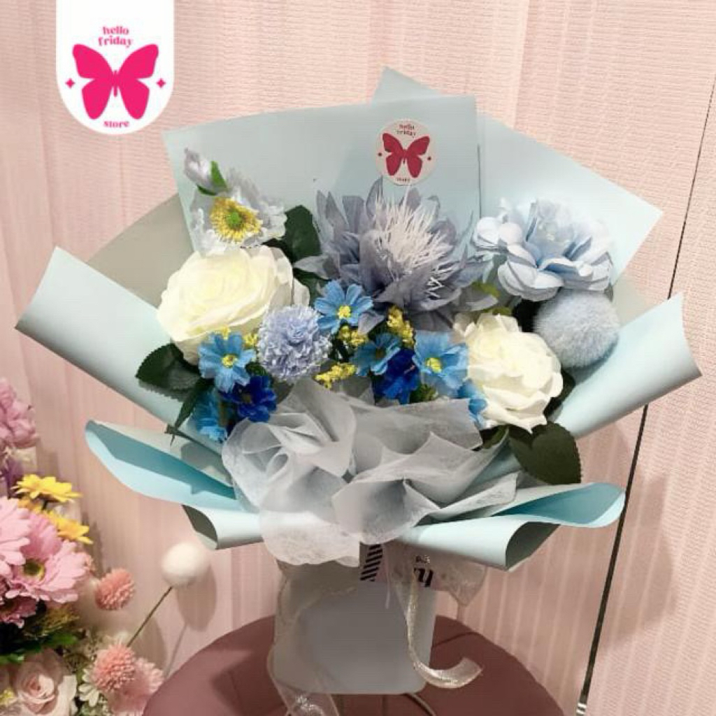 Jual Bouquet Blue Breeze Bloom buket bunga | Shopee Indonesia