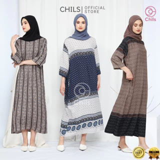 Chils Daster Dress Motif Mewah Lengan 3/4 Jumbo dan Standar Busui Rayon Premium Fashionable Stylish