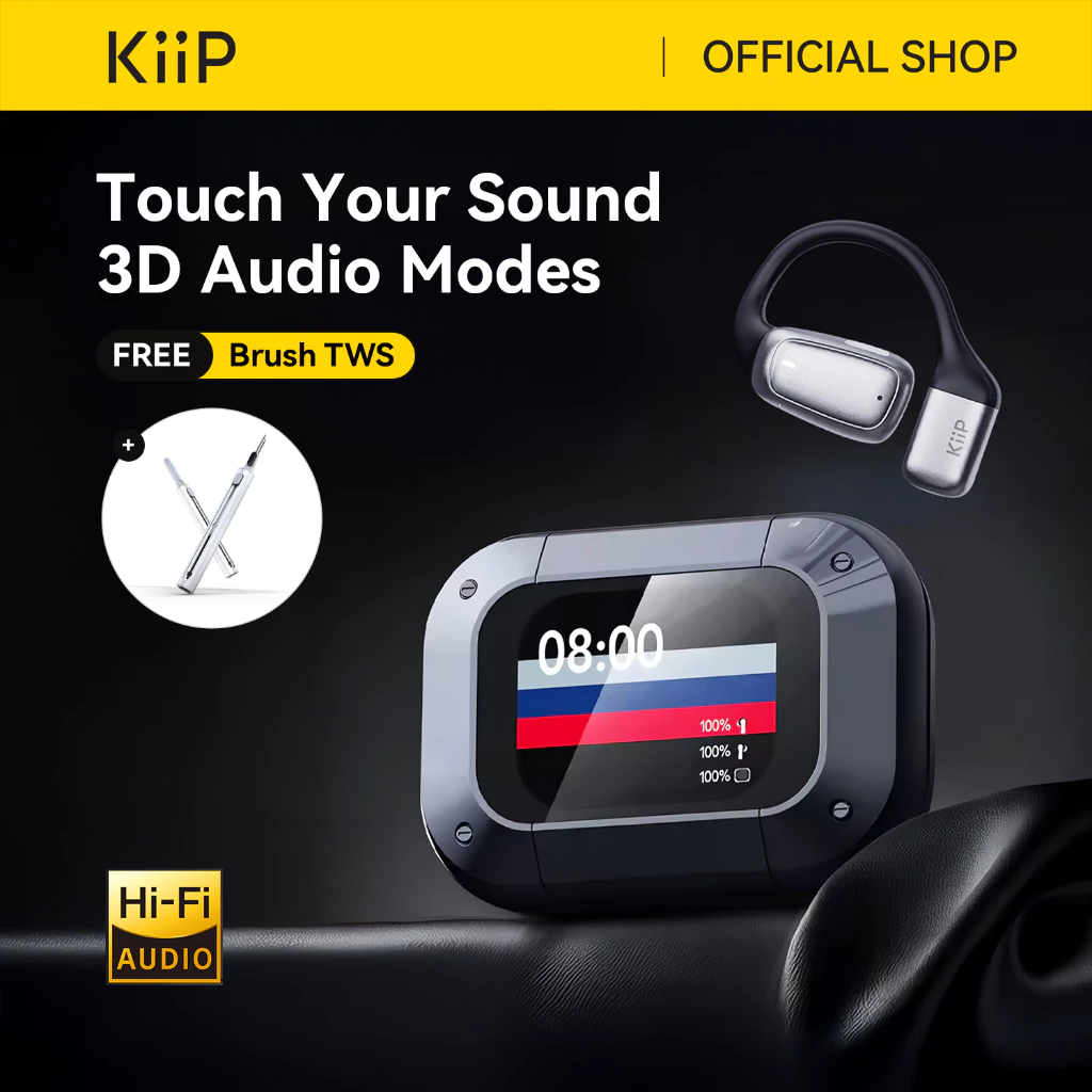 KiiP DTH15 Ows Open Ear Tws Sport IPX5 Earphone Smart Touchscreen HD Call
