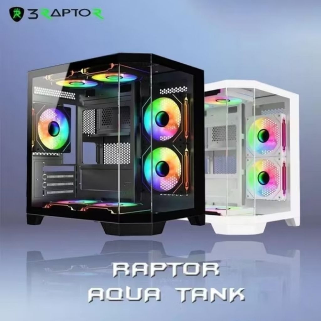Jual Casing Gaming Raptor Aqua Tank M-ATX Free 4 Fan RGB 12cm | Shopee ...
