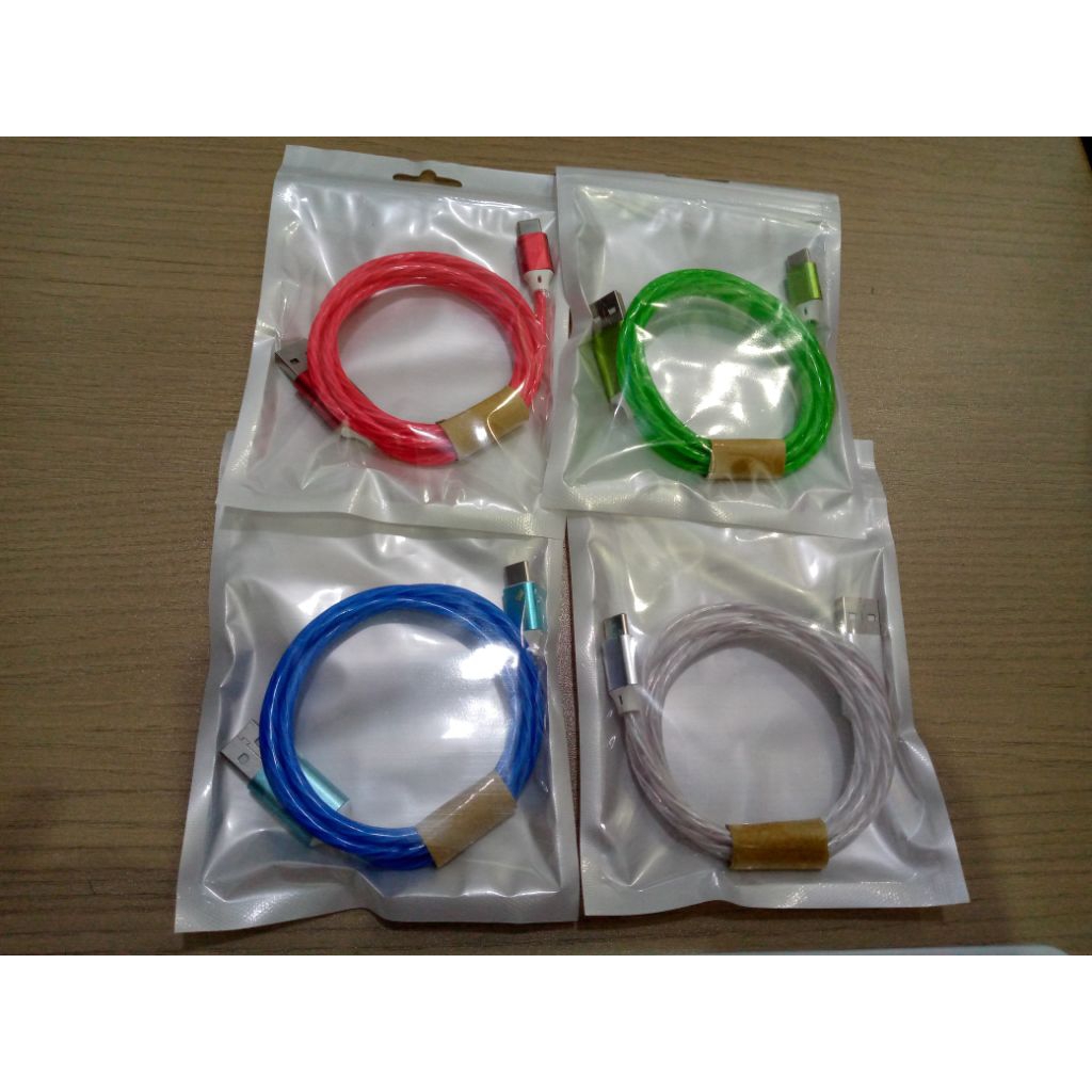 Jual kabel data led jalan warna warni fast charging dengan packing ...
