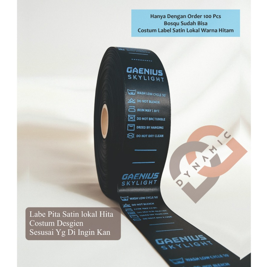 Jual Label pita Satin lokal Hitam Custom desigen | 100Pcs Cocok Untuk ...