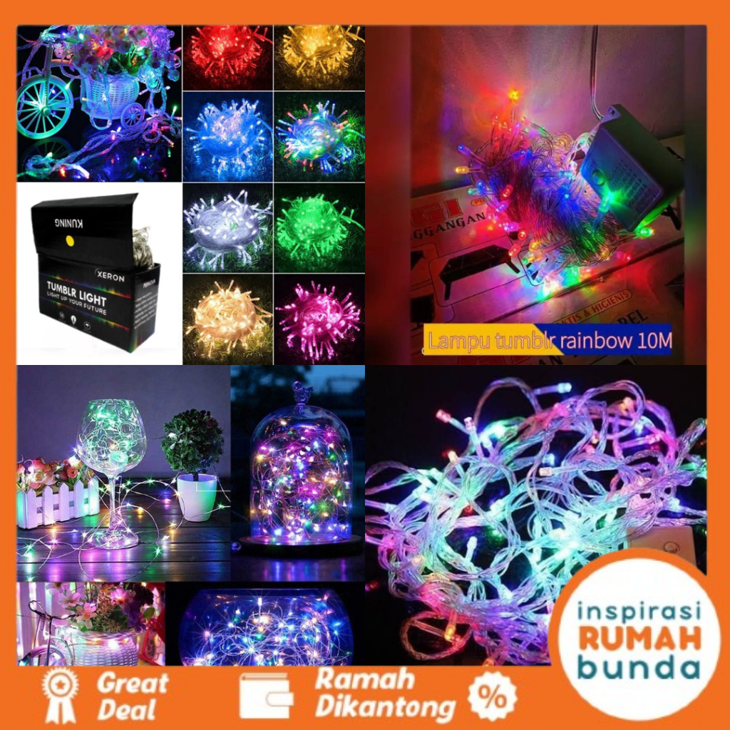 Jual Lampu Tumblr LED 10 Meter 8 Meter 50 LED Lampu Natal Lampu Hias ...