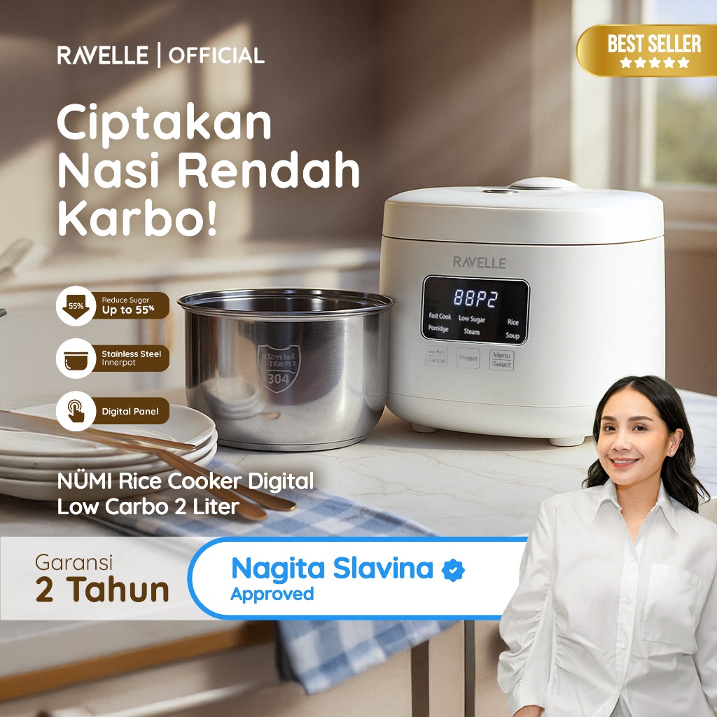 Jual RAVELLE NUMI Rice Cooker Digital Low Carbo Liter Nasi (2