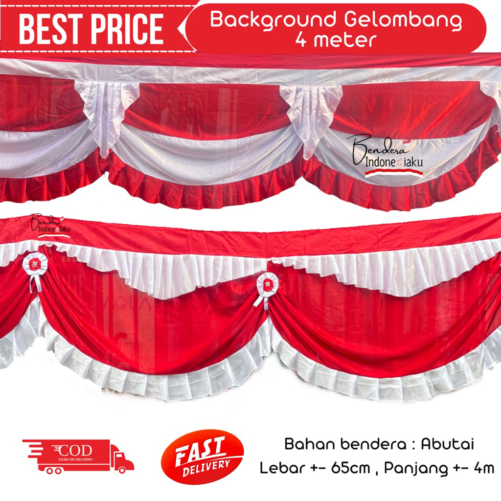 Jual TERBARU RENDA Bendera background begron Indonesia merah putih ...
