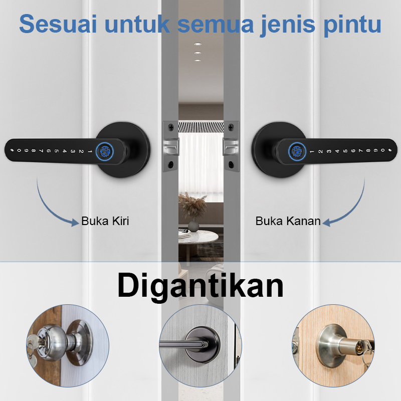 Jual Smart Door Lock Kunci Pintu Rumah Digital Smart Lock Fingerprint ...