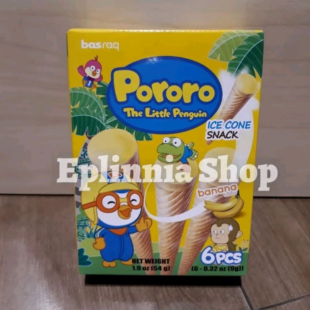 Jual Basraq Pororo Little Pinguin Ice Cone Snack Banana 54 gr | Shopee ...