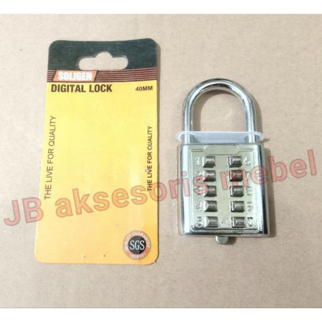 Jual GEMBOK NOMOR 10 DIGIT 40 mm MERK SOLIGEN / KUNCI GANTUNG GEMBOK ...