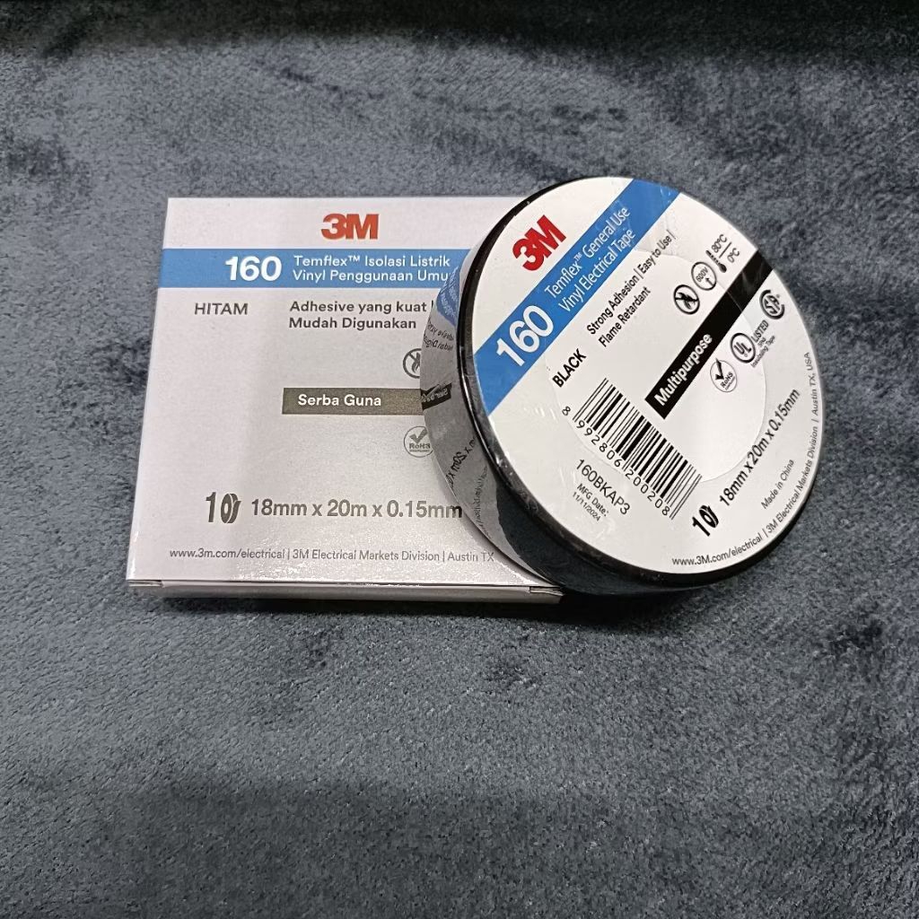 Jual 3M Temflex 160 Isolasi Listrik general Use Vinyl Electrical Tape ...