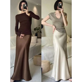 Skirt Rok Satin Silk Premium Rok Skirt Satin Long Skirt Rok A Line Mermaid Skirt