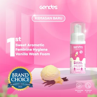 Gendes Sweet Aromatic Feminine Care Wash Foam Vanilla 5 Miracle Bioactives Meyeimbangkan PH 55 ml