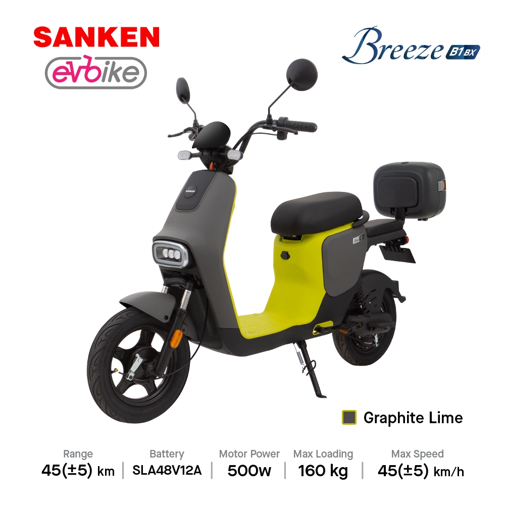 Sanken Sepeda Listrik Ev Bike Breeze-B1 Electric E Bike 500 Watt Graphite Lime