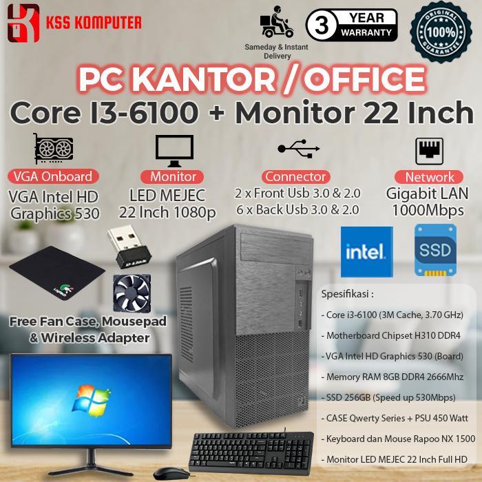 Jual [Baru] Komputer/PC Rakitan i3-6100 DDR4 + Monitor 22 Inch | Shopee ...