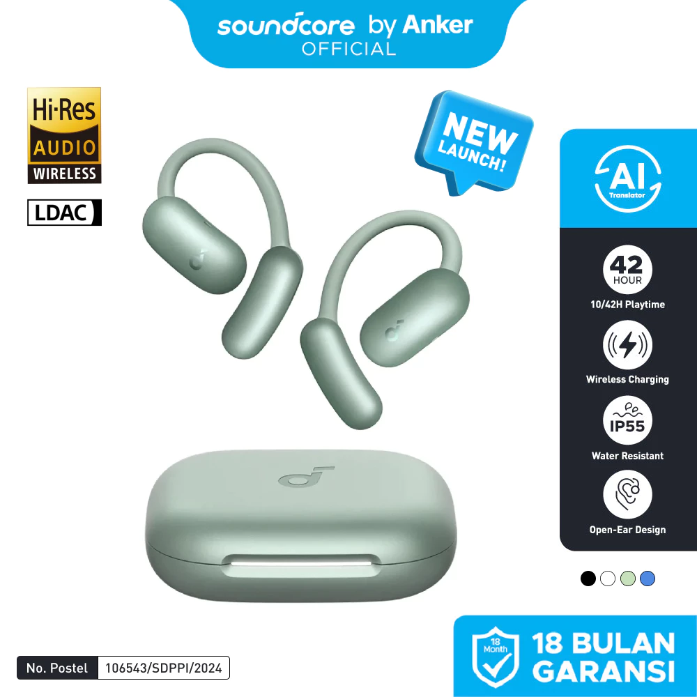 Soundcore by Anker AeroFit 2 OWS Open Ear Earbuds Hi-Res Wireless Audio LDAC AI Translation Clear Calls IP55 