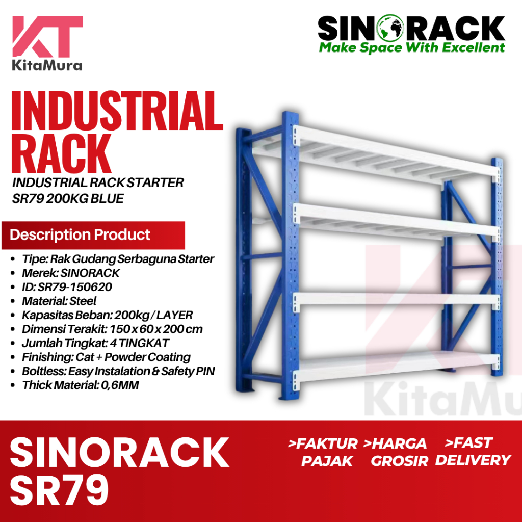 Jual RAK GUDANG BESI | RACK INDUSTRIAL LIGHT DUTY 200KG | ADJUSTABLE ...