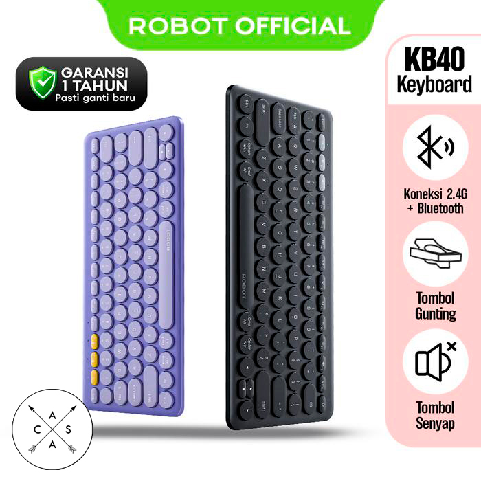 Jual ROBOT KB40 Keyboard Wireless 3 Koneksi Bluetooth USB Silent Keys ...