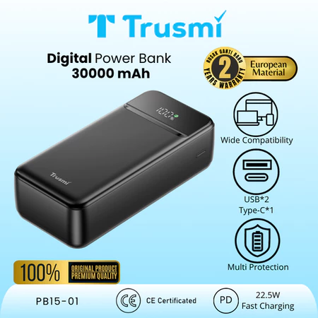 Powerbank Digital 30000mAh PD22.5W