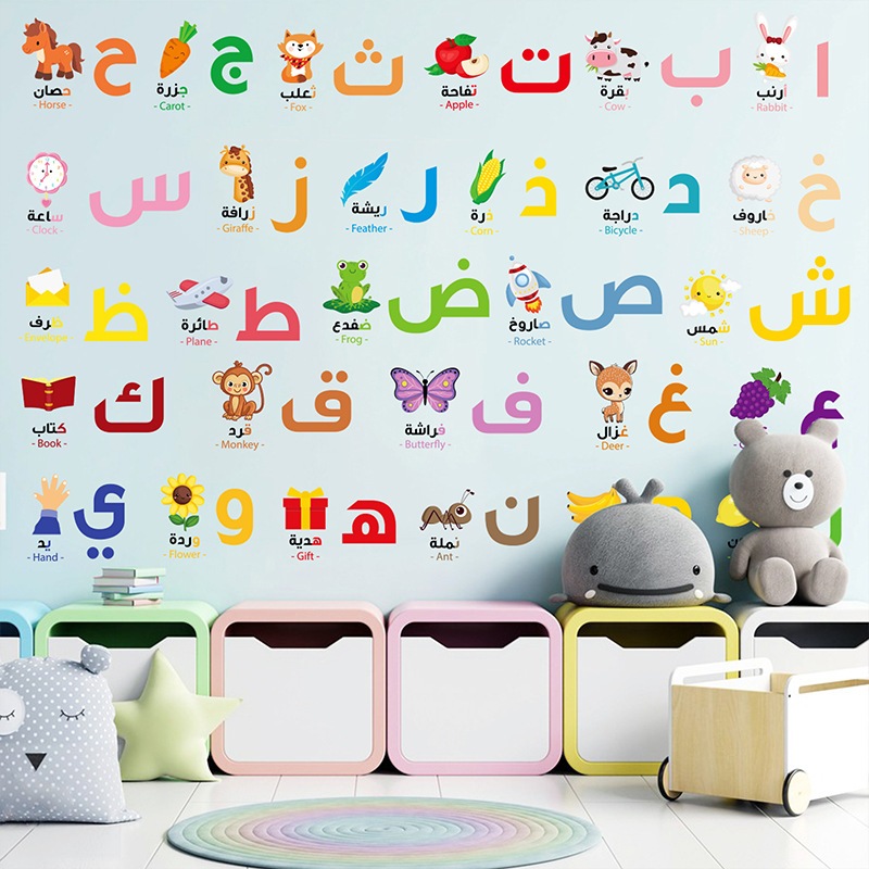 Jual stiker dinding alphabet / abjad arab edukasi anak belajar wall ...