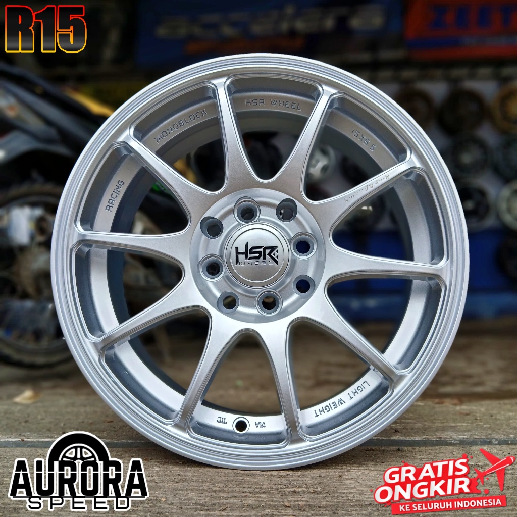 Jual Velg racing JDM ring 15 HSR INDY R15 lebar 6,5 Silver untuk mobil ...