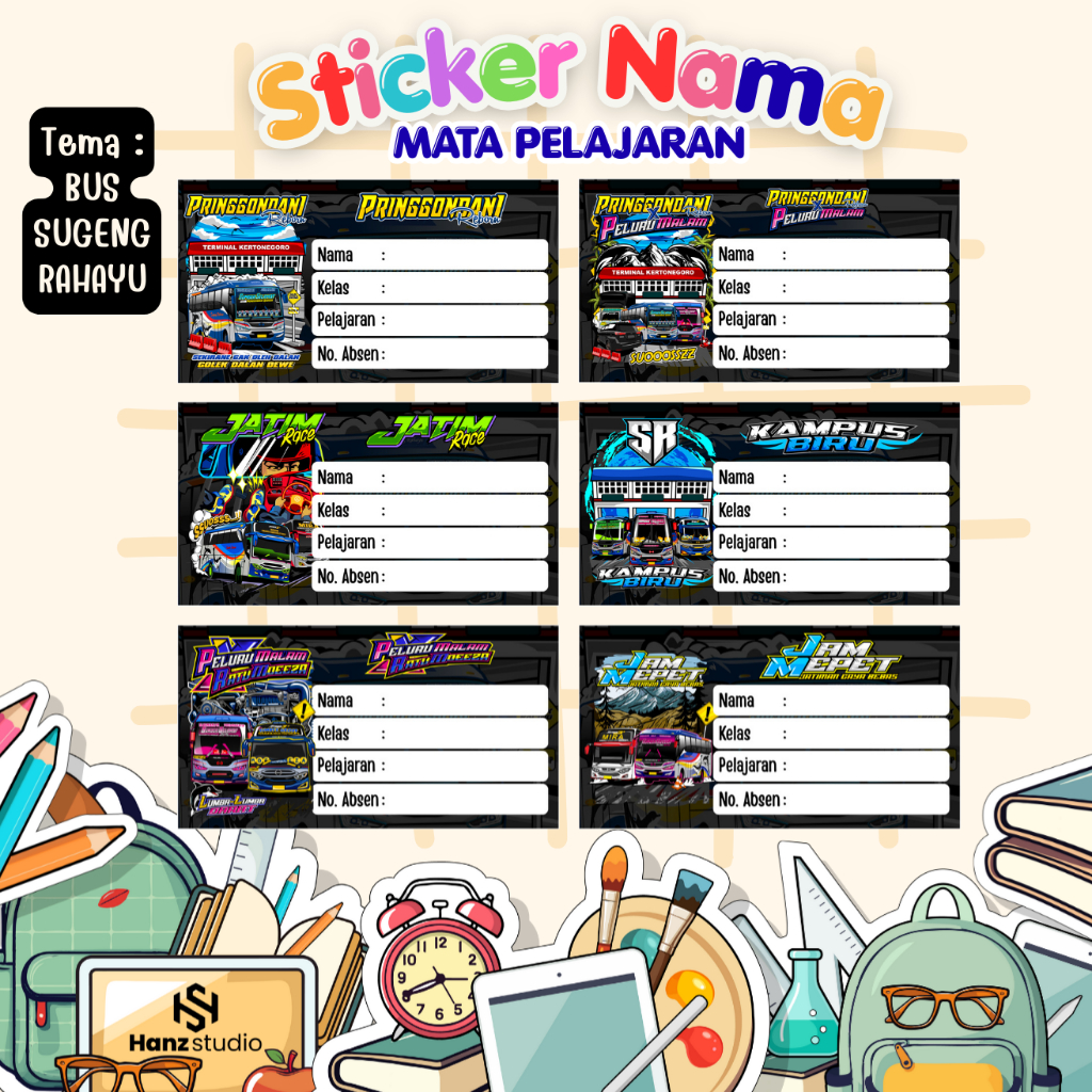 Jual (FREE STICKER) ISI 44 PCS STICKER LABEL BUKU MATA PELAJARAN ANAK ...