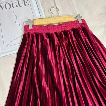 Rok Bludru Panjang Rok Plisket Velvet Panjang Beludru Wanita Dewasa
