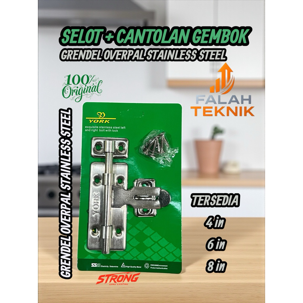 Jual Grendel Overval York 4 Inch 6 Inch 8 inch Slot Pintu Pagar Tempat ...