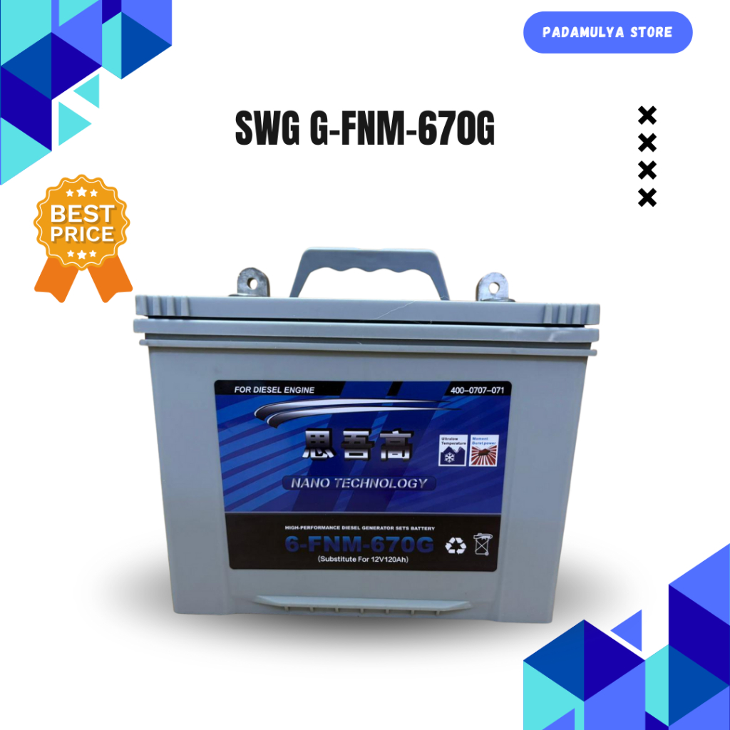 Jual Accu Kering SWG 6-FNM-670G 12v 120Ah Nano Technology Genset Diesel ...