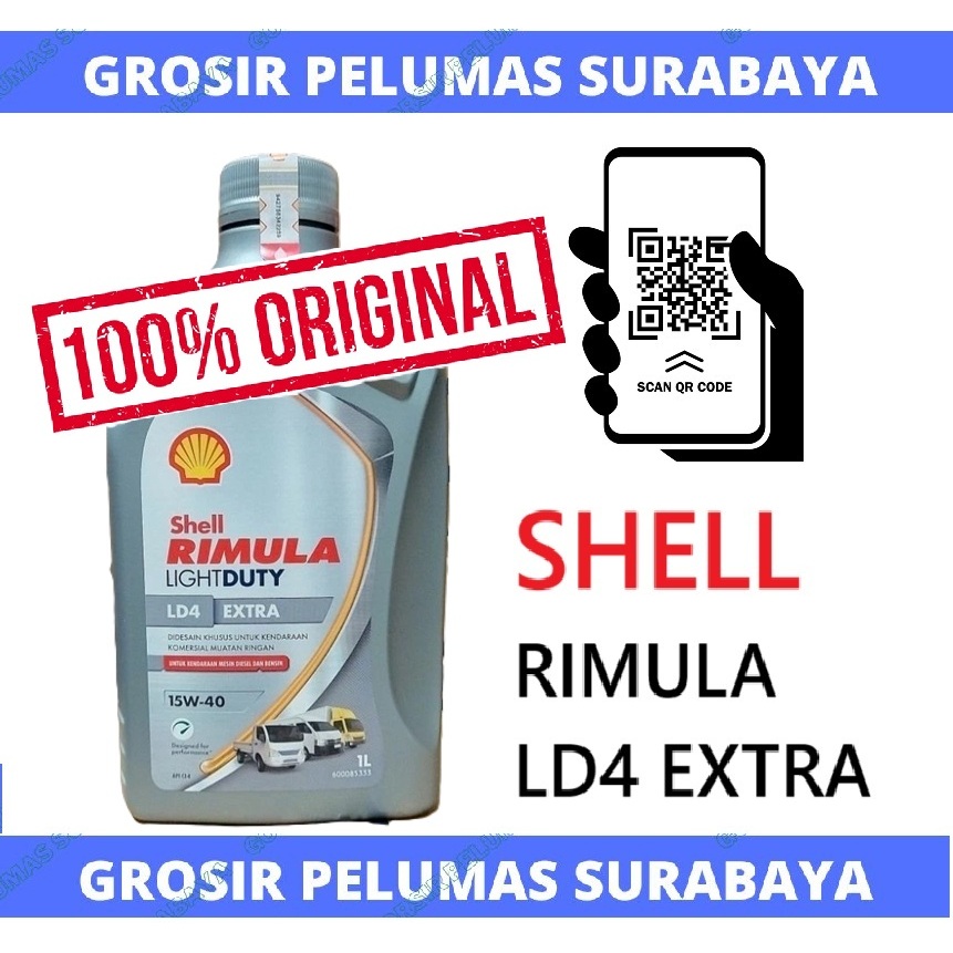 Jual Original Barcode SHELL RIMULA LD4 LD 4 EXTRA LIGHT DUTY 15W-40 ...
