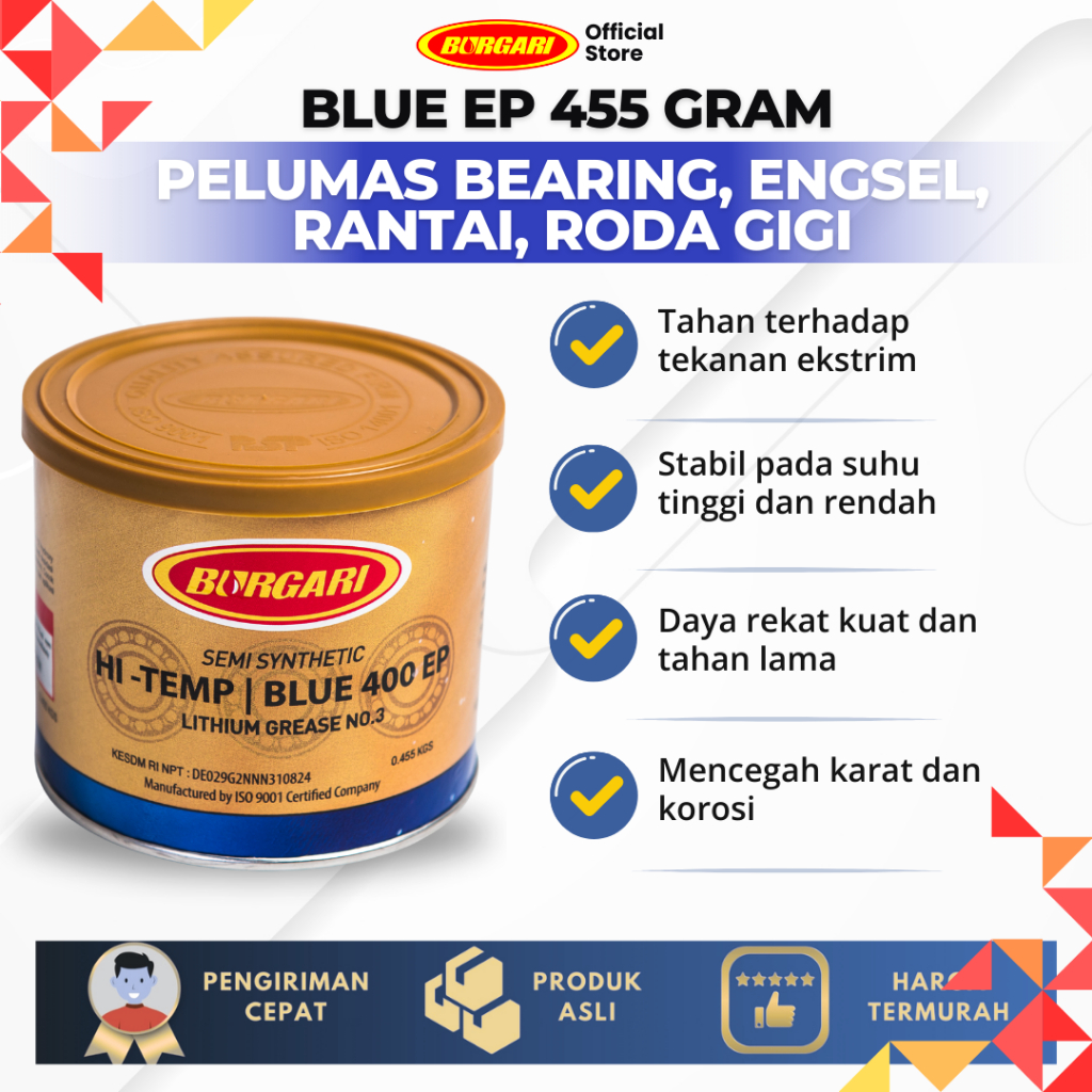 Jual Burgari Grease Blue EP 455gr / Gemuk Bearing | Shopee Indonesia