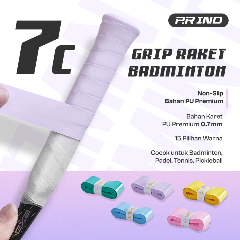 Jual [TERMURAH] Grip Karet Raket Badminton Tenis Padel 7C P.R IND Anti ...