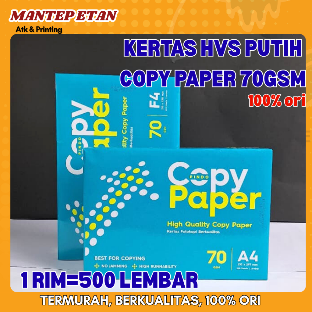 Jual Kertas HVS A4/F4 Copy Paper 70gsm 1 RIM | Shopee Indonesia