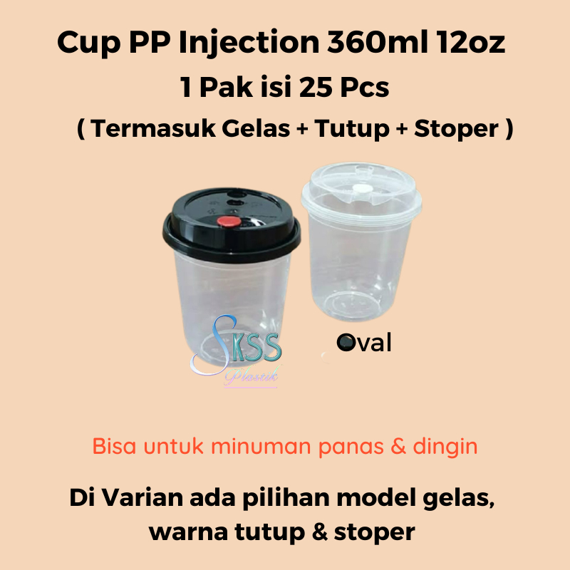Jual Cup PP Injection 360ml 12oz l Gelas Plastik Boba Cheese Tea 360 ml ...